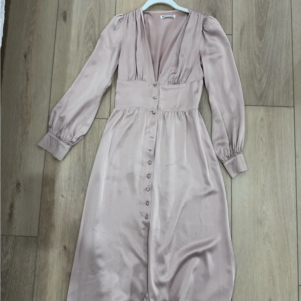 Reformation Pink Satin Midi Dress - Picture 11 of 14